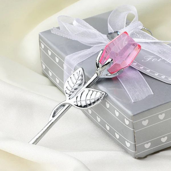 Crystal Glass Rose Ornament in Gift Box