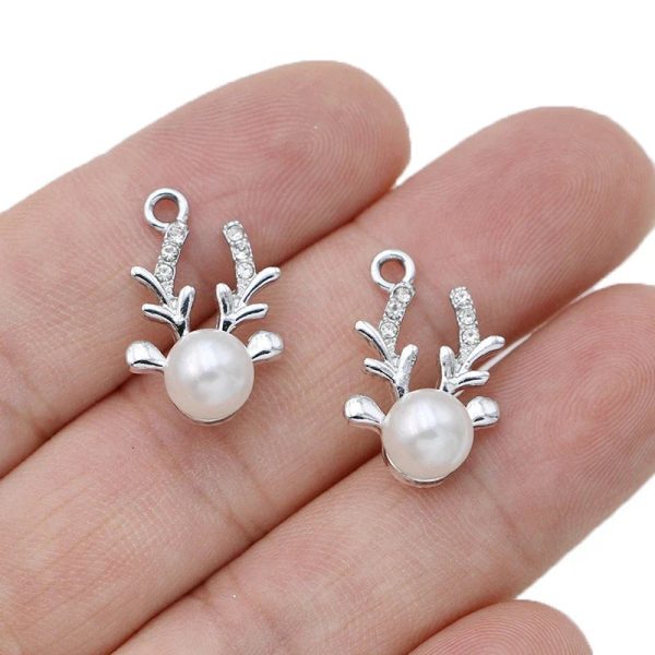 Crystal Pearl Deer Charm Set for Jewelry Making