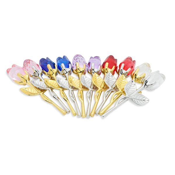 Crystal Rose Gold and Silver Artificial Flower Gift Box Crystal Rose Gold and Silver Artificial Flower Gift Box