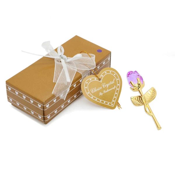 Crystal Rose Gold and Silver Artificial Flower Gift Box Crystal Rose Gold and Silver Artificial Flower Gift Box