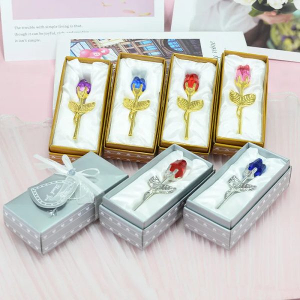 Crystal Rose Gold and Silver Artificial Flower Gift Box Crystal Rose Gold and Silver Artificial Flower Gift Box