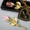 Crystal Rose Gold and Silver Artificial Flower Gift Box Crystal Rose Gold and Silver Artificial Flower Gift Box