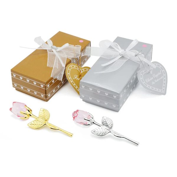 Crystal Rose Gold and Silver Artificial Flower Gift Box Crystal Rose Gold and Silver Artificial Flower Gift Box