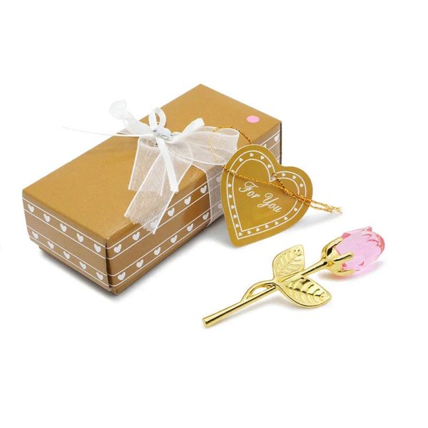 Crystal Rose Gold and Silver Artificial Flower Gift Box Crystal Rose Gold and Silver Artificial Flower Gift Box