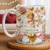 Cupid And Roses With Hearts And Bows Design - Personalized Custom Coffee Mug - CPL1330_MG