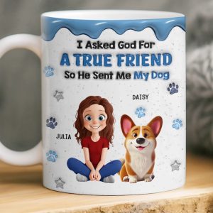 Custom 3D Inflated Effect Printed Mug - Personalized Birthday Gifts For Dog Lovers, Dog Dad And Mom - A Blessing With A Wagging Tail