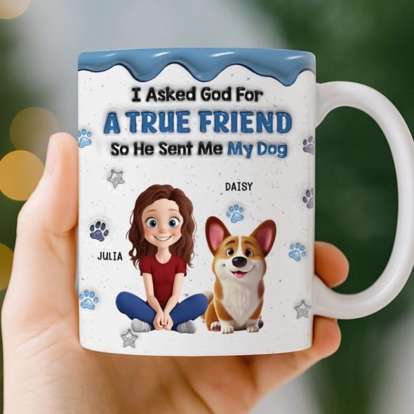 Custom 3D Inflated Effect Printed Mug - Personalized Birthday Gifts For Dog Lovers, Dog Dad And Mom - A Blessing With A Wagging Tail