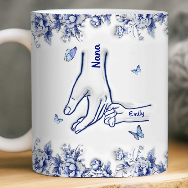 Custom 3D Inflated Effect Printed Mug - Personalized Birthday Gifts For Mom, Grandma - Hand In Hand Through Life