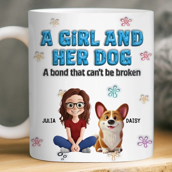 Custom 3D Inflated Effect Printed Mug - Personalized Christmas Birthday Gifts For Dog Lovers, Dog Dad And Mom - Just A Girl And Her Furry Soulmate Custom 3D Inflated Effect Printed Mug - Personalized Christmas Birthday Gifts For Dog Lovers, Dog Dad And Mom - Just A Girl And Her Furry Soulmate