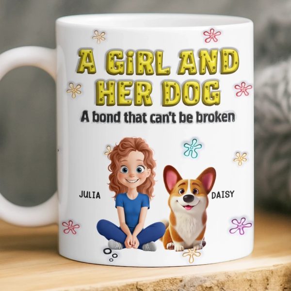 Custom 3D Inflated Effect Printed Mug - Personalized Christmas Birthday Gifts For Dog Lovers, Dog Dad And Mom - Just A Girl And Her Furry Soulmate Custom 3D Inflated Effect Printed Mug - Personalized Christmas Birthday Gifts For Dog Lovers, Dog Dad And Mom - Just A Girl And Her Furry Soulmate