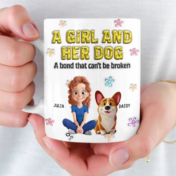 Custom 3D Inflated Effect Printed Mug - Personalized Christmas Birthday Gifts For Dog Lovers, Dog Dad And Mom - Just A Girl And Her Furry Soulmate Custom 3D Inflated Effect Printed Mug - Personalized Christmas Birthday Gifts For Dog Lovers, Dog Dad And Mom - Just A Girl And Her Furry Soulmate