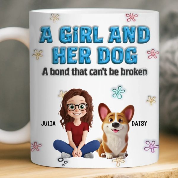 Custom 3D Inflated Effect Printed Mug - Personalized Christmas Birthday Gifts For Dog Lovers, Dog Dad And Mom - Just A Girl And Her Furry Soulmate Custom 3D Inflated Effect Printed Mug - Personalized Christmas Birthday Gifts For Dog Lovers, Dog Dad And Mom - Just A Girl And Her Furry Soulmate