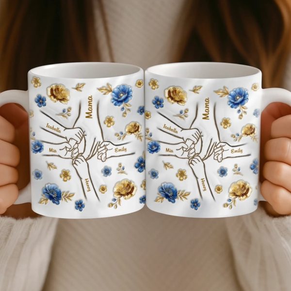 Custom 3D Inflated Effect Printed Mug - Personalized Mother's Day Gifts For Mom, Grandma - Hands Linked By Love Custom 3D Inflated Effect Printed Mug - Personalized Mother's Day Gifts For Mom, Grandma - Hands Linked By Love