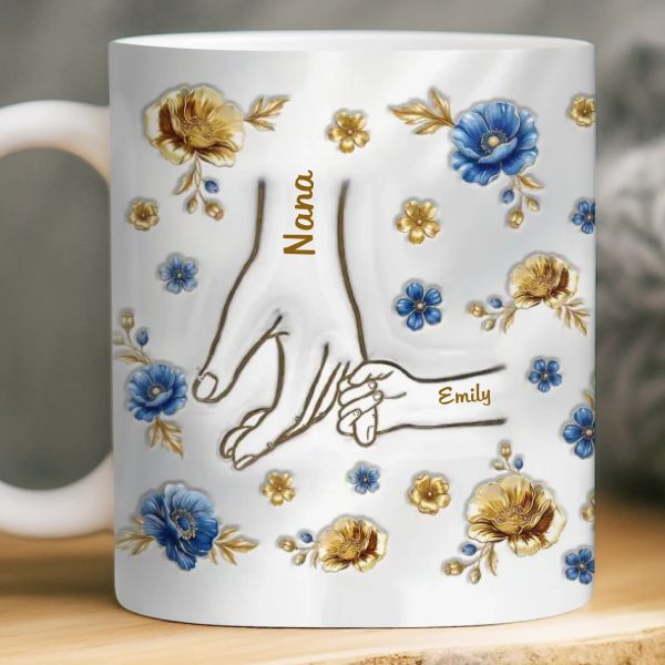 Custom 3D Inflated Effect Printed Mug - Personalized Mother's Day Gifts For Mom, Grandma - Hands Linked By Love Custom 3D Inflated Effect Printed Mug - Personalized Mother's Day Gifts For Mom, Grandma - Hands Linked By Love