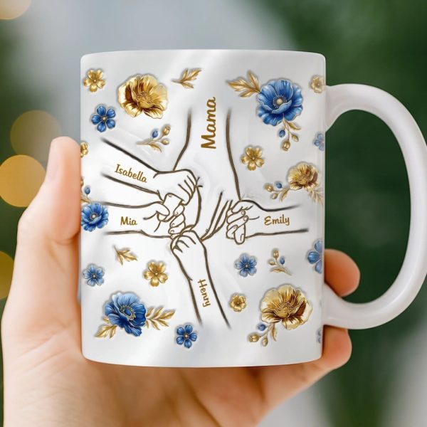 Custom 3D Inflated Effect Printed Mug - Personalized Mother's Day Gifts For Mom, Grandma - Hands Linked By Love Custom 3D Inflated Effect Printed Mug - Personalized Mother's Day Gifts For Mom, Grandma - Hands Linked By Love