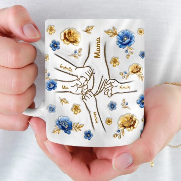 Custom 3D Inflated Effect Printed Mug - Personalized Mother's Day Gifts For Mom, Grandma - Hands Linked By Love Custom 3D Inflated Effect Printed Mug - Personalized Mother's Day Gifts For Mom, Grandma - Hands Linked By Love