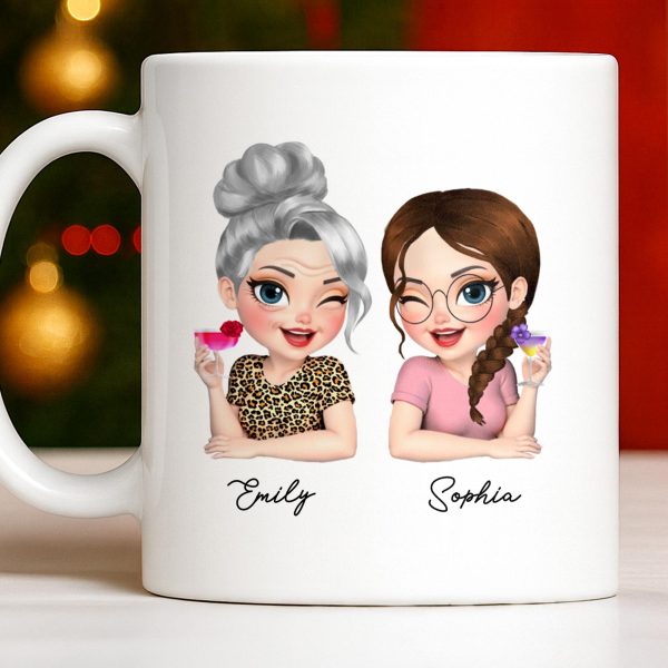 Custom Best Friends Caricature Coffee Mug With Flowers - Personalized Custom Coffee Mug - DAU248_MG Custom Best Friends Caricature Coffee Mug With Flowers - Personalized Custom Coffee Mug - DAU248_MG