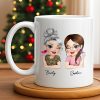 Custom Best Friends Caricature Coffee Mug With Flowers - Personalized Custom Coffee Mug - DAU248_MG Custom Best Friends Caricature Coffee Mug With Flowers - Personalized Custom Coffee Mug - DAU248_MG