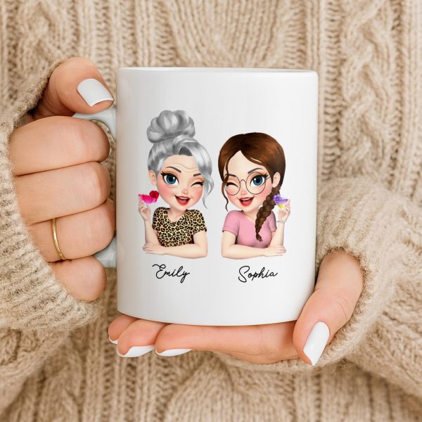 Custom Best Friends Caricature Coffee Mug With Flowers - Personalized Custom Coffee Mug - DAU248_MG Custom Best Friends Caricature Coffee Mug With Flowers - Personalized Custom Coffee Mug - DAU248_MG