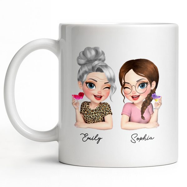 Custom Best Friends Caricature Coffee Mug With Flowers - Personalized Custom Coffee Mug - DAU248_MG Custom Best Friends Caricature Coffee Mug With Flowers - Personalized Custom Coffee Mug - DAU248_MG