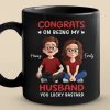 Custom Black Mug - Personalized Anniversary Wedding Gifts For Husband And Wife, Him And Her - Two Hearts Moving Forward Custom Black Mug - Personalized Anniversary Wedding Gifts For Husband And Wife, Him And Her - Two Hearts Moving Forward