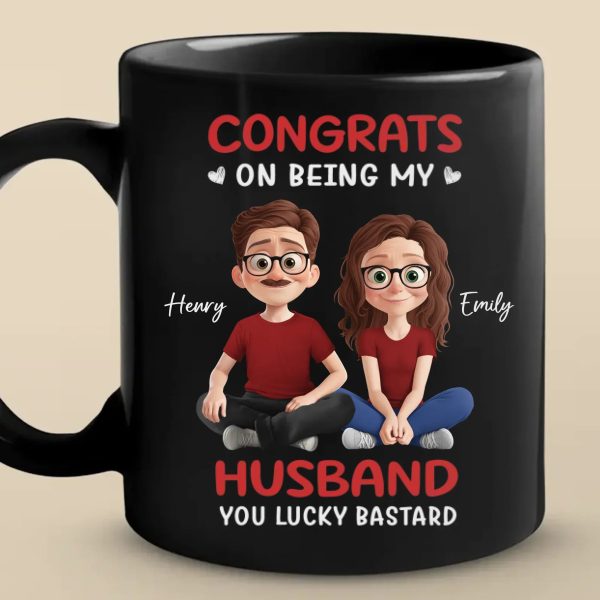 Custom Black Mug - Personalized Anniversary Wedding Gifts For Husband And Wife, Him And Her - Two Hearts Moving Forward Custom Black Mug - Personalized Anniversary Wedding Gifts For Husband And Wife, Him And Her - Two Hearts Moving Forward