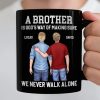 Custom Black Mug - Personalized Birthday Gifts For Brother - Brothers Never Walk Alone Custom Black Mug - Personalized Birthday Gifts For Brother - Brothers Never Walk Alone