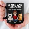Custom Black Mug - Personalized Birthday Gifts For Cat Lovers, Cat Mom And Dad - Happiness Has Whiskers