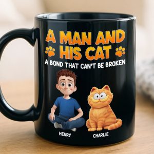 Custom Black Mug - Personalized Birthday Gifts For Cat Lovers, Cat Mom And Dad - Purrfect Bond, Purrfect Love