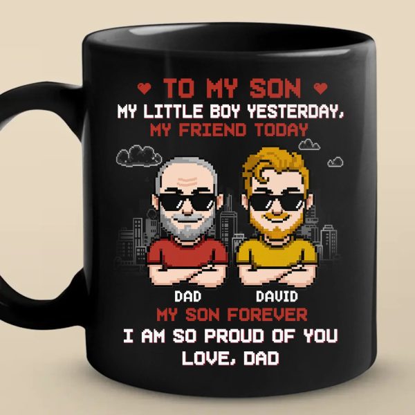 Custom Black Mug - Personalized Birthday Gifts For Dad, Son - Two Generations One Bond Custom Black Mug - Personalized Birthday Gifts For Dad, Son - Two Generations One Bond