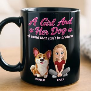 Custom Black Mug - Personalized Birthday Gifts For Dog Lovers, Dog Dad And Mom - Home Feels Warmer