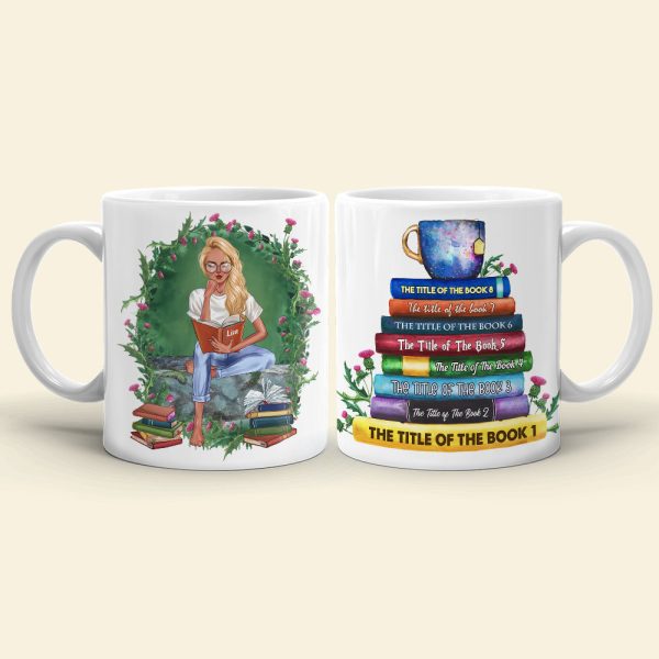 Custom Book Titles - Personalized Book and Coffee Mug - A Sitting Girl Reads Book 3HUHI180122 Custom Book Titles - Personalized Book and Coffee Mug - A Sitting Girl Reads Book 3HUHI180122