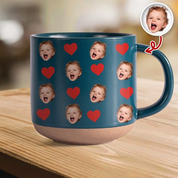 Custom Cute Kid Face Photo Pottery Mug CH07 910022 Custom Cute Kid Face Photo Pottery Mug CH07 910022