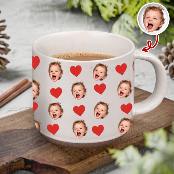 Custom Cute Kid Face Photo Pottery Mug CH07 910022 Custom Cute Kid Face Photo Pottery Mug CH07 910022