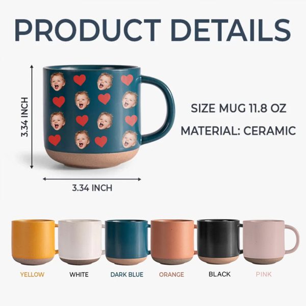 Custom Cute Kid Face Photo Pottery Mug CH07 910022 Custom Cute Kid Face Photo Pottery Mug CH07 910022