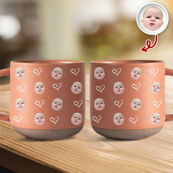 Custom Cute Kid Face Photo Pottery Mug CH07 910022 Custom Cute Kid Face Photo Pottery Mug CH07 910022