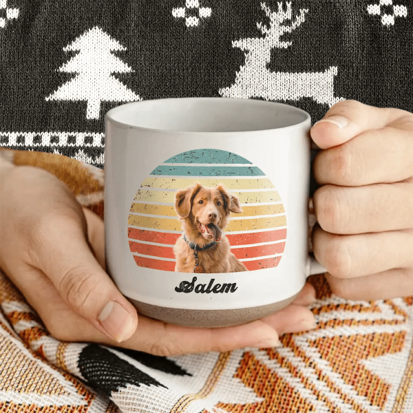 Custom Dog Cat Photo Retro Pottery Mug TH10 892099 Custom Dog Cat Photo Retro Pottery Mug TH10 892099
