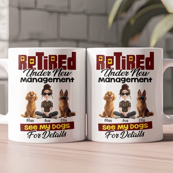 Custom Dog Lover Mug - Retirement-Themed Personalized Cup Featuring Pets and Owner, Funny Gift for Dog Moms & Dads Custom Dog Lover Mug - Retirement-Themed Personalized Cup Featuring Pets and Owner, Funny Gift for Dog Moms & Dads