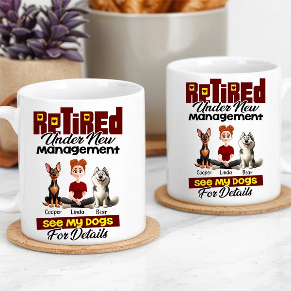 Custom Dog Lover Mug - Retirement-Themed Personalized Cup Featuring Pets and Owner, Funny Gift for Dog Moms & Dads Custom Dog Lover Mug - Retirement-Themed Personalized Cup Featuring Pets and Owner, Funny Gift for Dog Moms & Dads