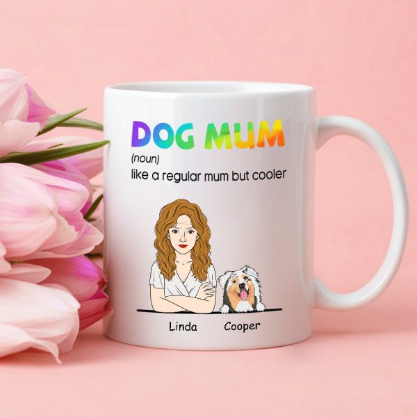 Custom Dog Mum Mug 'Like a Regular Mum But Cooler' Personalized Ceramic Coffee Mug Ideal Gift for Dog Mums Custom Dog Mum Mug 'Like a Regular Mum But Cooler' Personalized Ceramic Coffee Mug Ideal Gift for Dog Mums