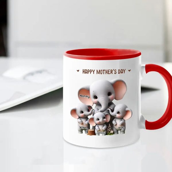 Custom Elephant Mother & Baby Mug for Mom Personalized Ceramic Cup