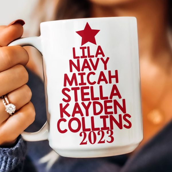 Custom Family Name Christmas Tree - Personalized Mug Custom Family Name Christmas Tree - Personalized Mug