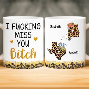 Custom Long Distance Mug - Personalized Best Friend Birthday Gifts For Women, Besties, Sisters, BFF - Close Where It Counts