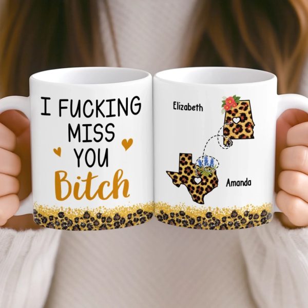 Custom Long Distance Mug - Personalized Best Friend Birthday Gifts For Women, Besties, Sisters, BFF - Close Where It Counts