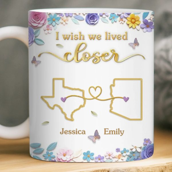 Custom Long Distance Mug - Personalized Best Friend Birthday Gifts For Women, Besties, Sisters, BFF - Different Places Same Bond Custom Long Distance Mug - Personalized Best Friend Birthday Gifts For Women, Besties, Sisters, BFF - Different Places Same Bond