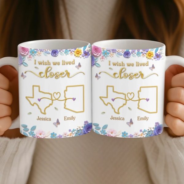 Custom Long Distance Mug - Personalized Best Friend Birthday Gifts For Women, Besties, Sisters, BFF - Different Places Same Bond Custom Long Distance Mug - Personalized Best Friend Birthday Gifts For Women, Besties, Sisters, BFF - Different Places Same Bond