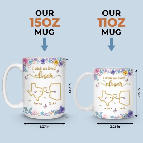 Custom Long Distance Mug - Personalized Best Friend Birthday Gifts For Women, Besties, Sisters, BFF - Different Places Same Bond Custom Long Distance Mug - Personalized Best Friend Birthday Gifts For Women, Besties, Sisters, BFF - Different Places Same Bond