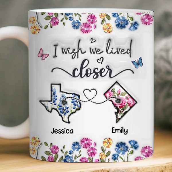 Custom Long Distance Mug - Personalized Best Friend Birthday Gifts For Women, Besties, Sisters, BFF - Distance Means Nothing Between Friends