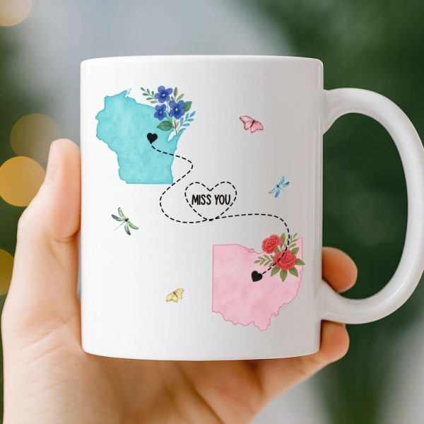 Custom Long Distance Mug - Personalized Best Friend Birthday Gifts For Women, Besties, Sisters, BFF - Hearts Stay Linked Custom Long Distance Mug - Personalized Best Friend Birthday Gifts For Women, Besties, Sisters, BFF - Hearts Stay Linked