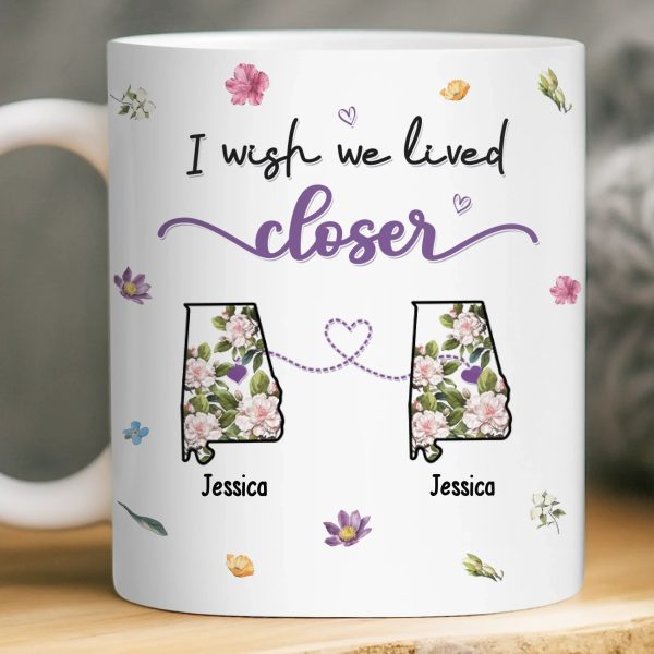 Custom Long Distance Mug - Personalized Best Friend Birthday Gifts For Women, Besties, Sisters, BFF - Side by Side, Always